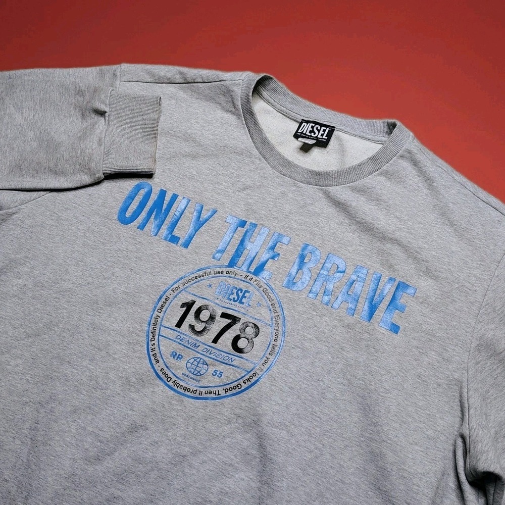 DIESEL Only The Brave 1978 Graphic Sweatshirt Mens XXL 2XL Gray Crewneck